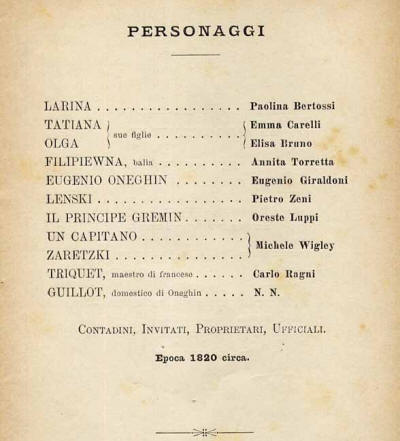 Eugene Onegin Libretto